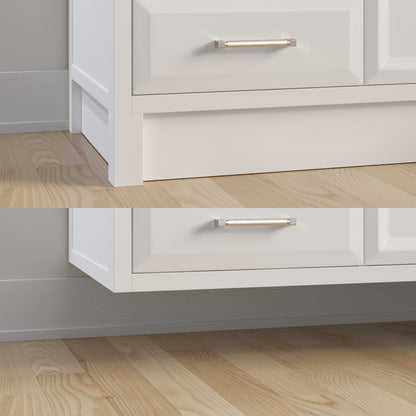 Meuble-lavabo simple Capri III avec organiseur Stealth, armoire de salle de bain en bois massif avec comptoir et dosseret en pierre reconstituée, porte et tiroir à fermeture amortie, pré-assemblé