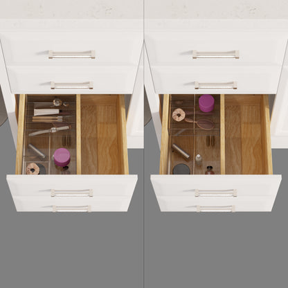 Meuble-lavabo simple Capri III avec organiseur Stealth, armoire de salle de bain en bois massif avec comptoir et dosseret en pierre reconstituée, porte et tiroir à fermeture amortie, pré-assemblé