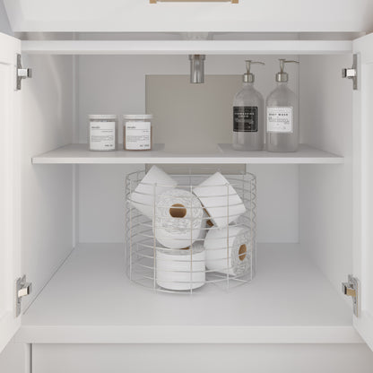 Meuble-lavabo simple Capri III avec organiseur Stealth, armoire de salle de bain en bois massif avec comptoir et dosseret en pierre reconstituée, porte et tiroir à fermeture amortie, pré-assemblé