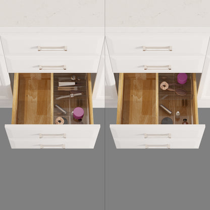 Meuble-lavabo simple Capri III avec organiseur Stealth, armoire de salle de bain en bois massif avec comptoir et dosseret en pierre reconstituée, porte et tiroir à fermeture amortie, pré-assemblé