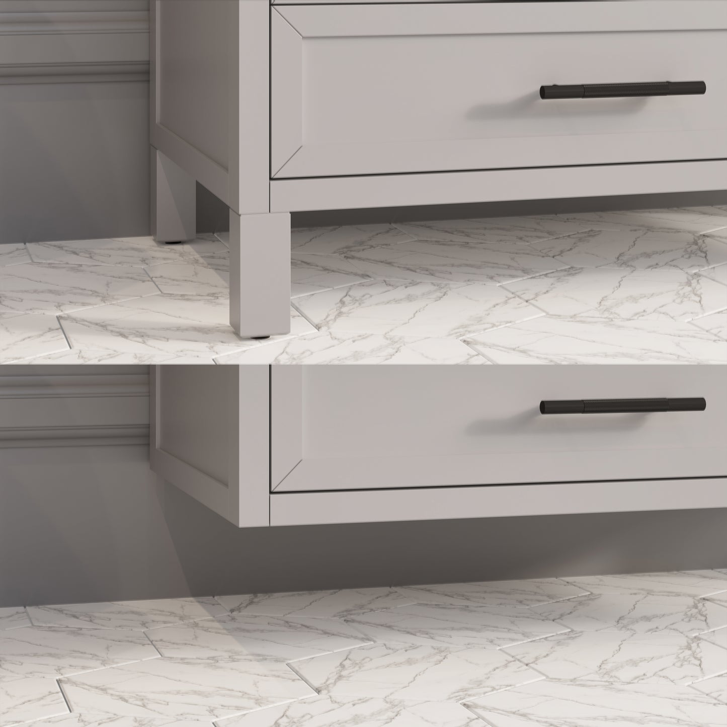 Houston II Bathroom Vanity with Stealth Organizer, Solid Wood Bathroom Cabinet with Engineered Stone Countertop & Backsplash, Soft Closing Door & Drawer, Pre-Assembled