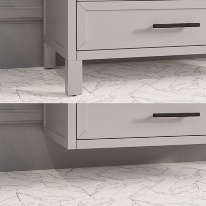Houston II Bathroom Vanity with Stealth Organizer, Solid Wood Bathroom Cabinet with Engineered Stone Countertop & Backsplash, Soft Closing Door & Drawer, Pre-Assembled