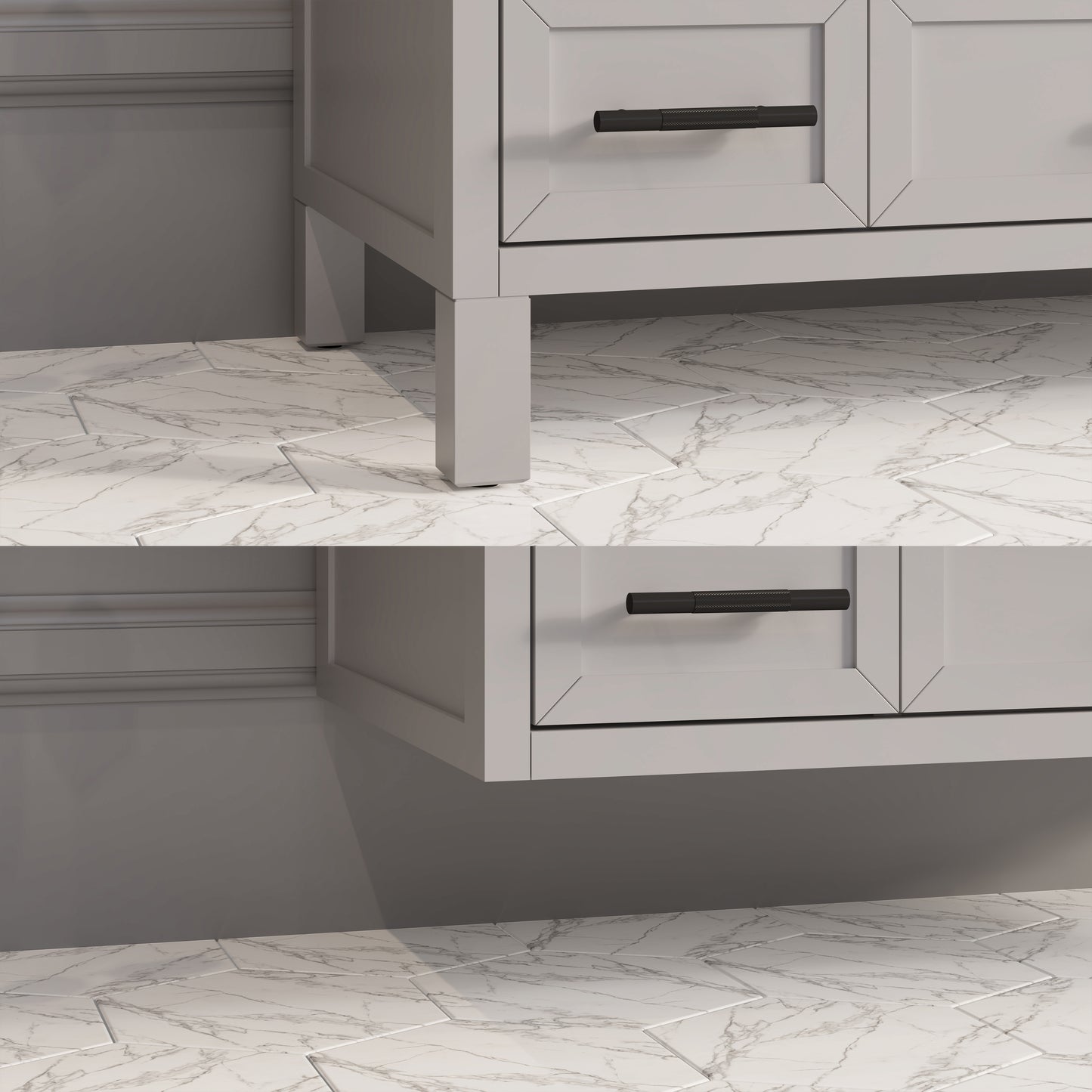 Houston II Bathroom Vanity with Stealth Organizer, Solid Wood Bathroom Cabinet with Engineered Stone Countertop & Backsplash, Soft Closing Door & Drawer, Pre-Assembled