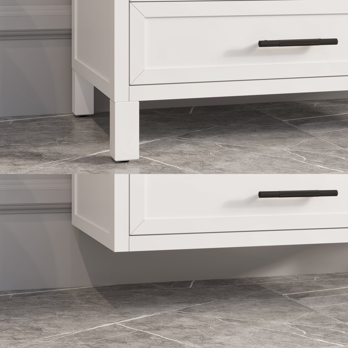 Houston II Bathroom Vanity with Stealth Organizer, Solid Wood Bathroom Cabinet with Engineered Stone Countertop & Backsplash, Soft Closing Door & Drawer, Pre-Assembled