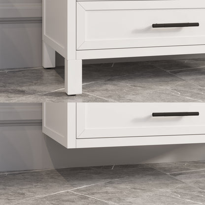 Houston II Bathroom Vanity with Stealth Organizer, Solid Wood Bathroom Cabinet with Engineered Stone Countertop & Backsplash, Soft Closing Door & Drawer, Pre-Assembled