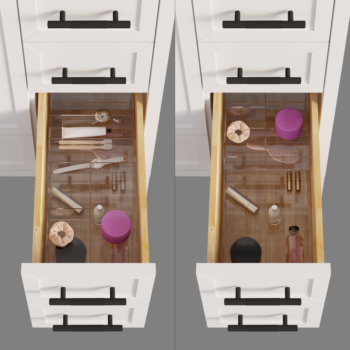 Houston II Bathroom Vanity with Stealth Organizer, Solid Wood Bathroom Cabinet with Engineered Stone Countertop & Backsplash, Soft Closing Door & Drawer, Pre-Assembled