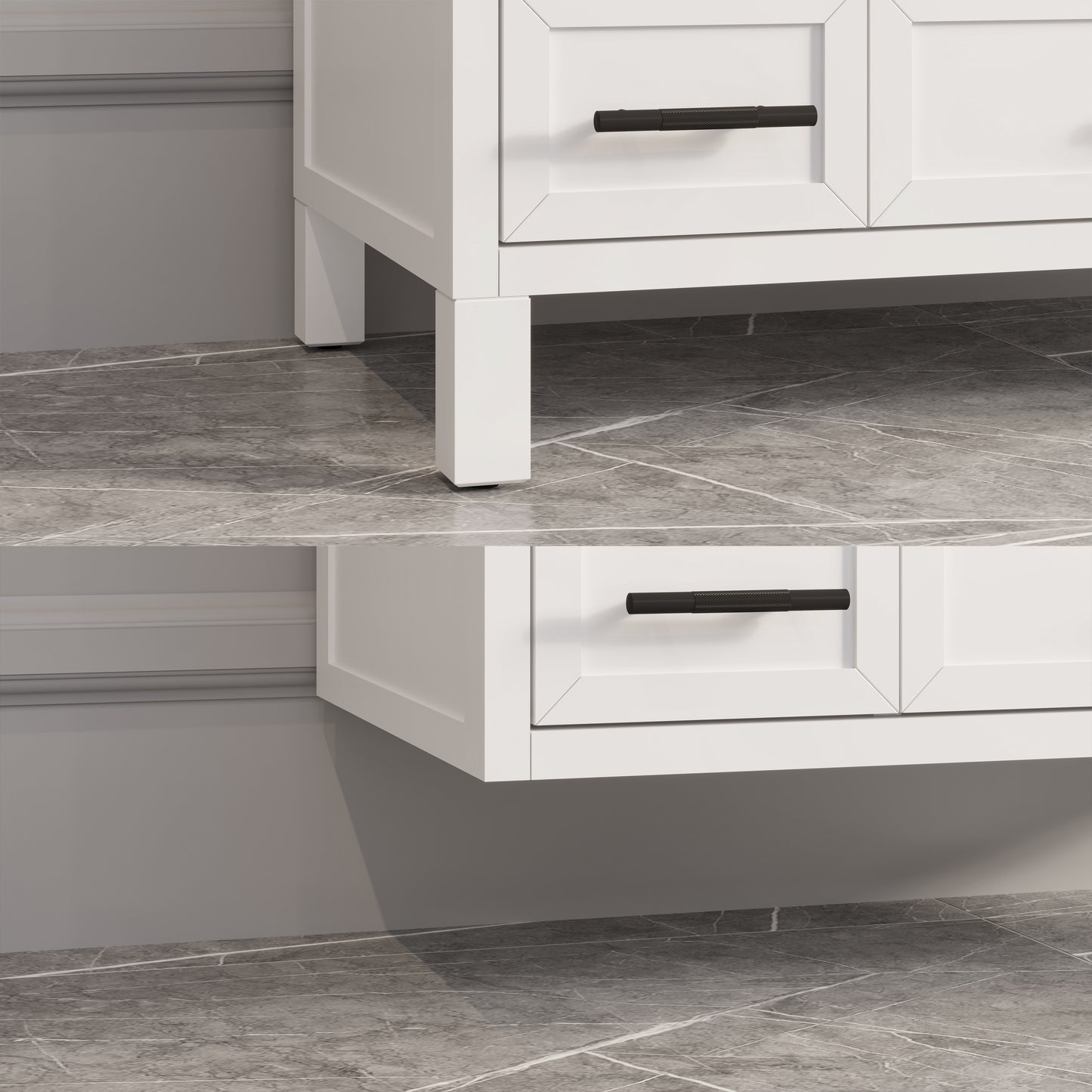 Houston II Bathroom Vanity with Stealth Organizer, Solid Wood Bathroom Cabinet with Engineered Stone Countertop & Backsplash, Soft Closing Door & Drawer, Pre-Assembled