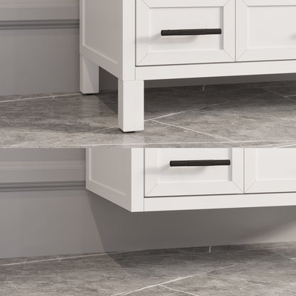 Houston II Bathroom Vanity with Stealth Organizer, Solid Wood Bathroom Cabinet with Engineered Stone Countertop & Backsplash, Soft Closing Door & Drawer, Pre-Assembled