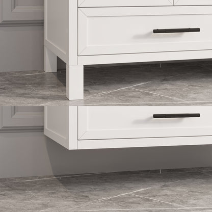 Houston II Bathroom Vanity with Stealth Organizer, Solid Wood Bathroom Cabinet with Engineered Stone Countertop & Backsplash, Soft Closing Door & Drawer, Pre-Assembled