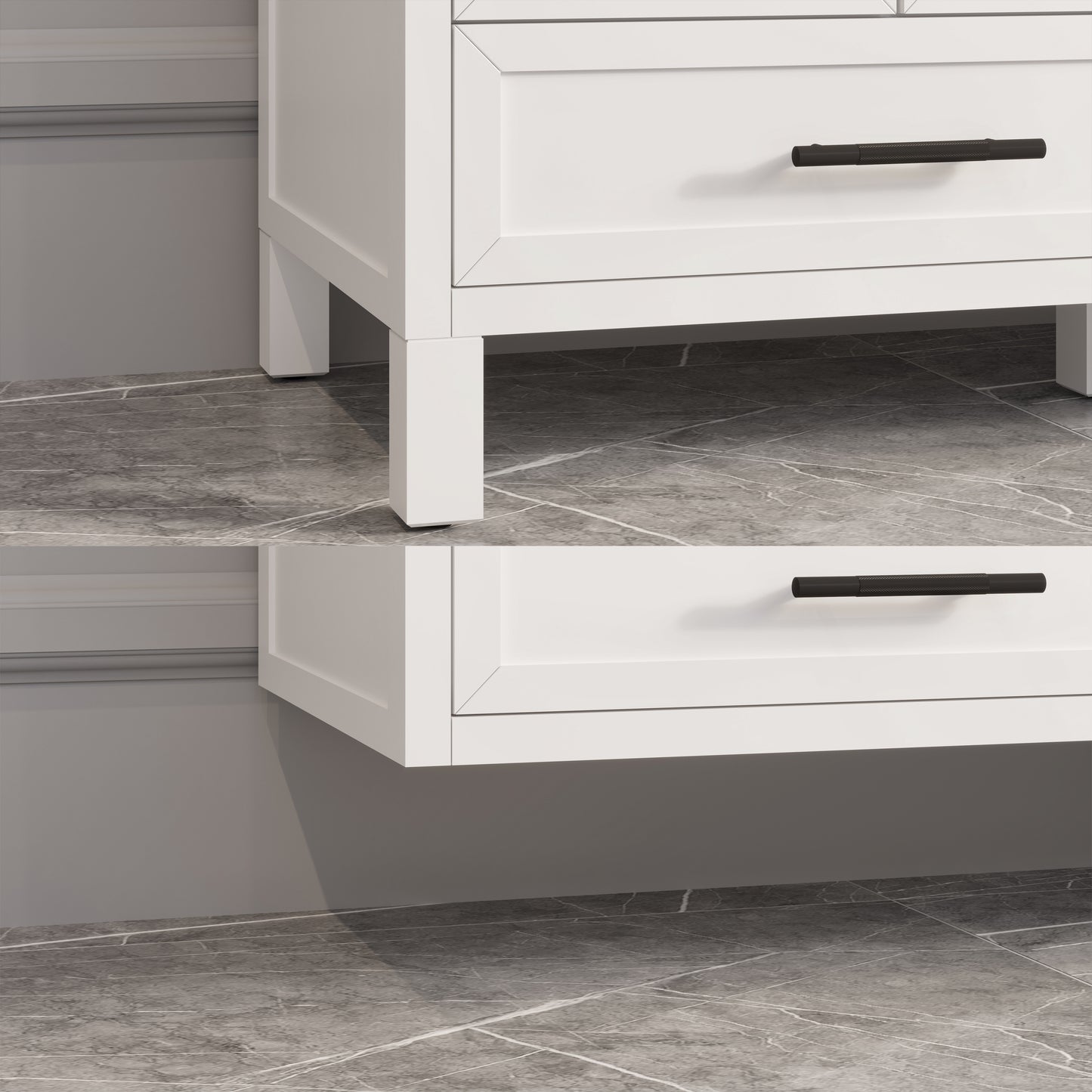 Houston II Bathroom Vanity with Stealth Organizer, Solid Wood Bathroom Cabinet with Engineered Stone Countertop & Backsplash, Soft Closing Door & Drawer, Pre-Assembled