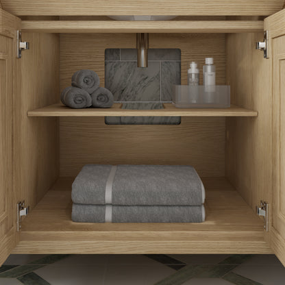 Kali II Single Sink Bathroom Vanity with Stealth Organizer, Solid Wood Bathroom Cabinet with Engineered Stone Countertop & Backspalsh, Soft Closing Door & Drawer, Pre-Assembled