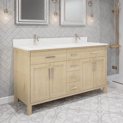 Kali II Single Sink Bathroom Vanity with Stealth Organizer, Solid Wood Bathroom Cabinet with Engineered Stone Countertop & Backspalsh, Soft Closing Door & Drawer, Pre-Assembled