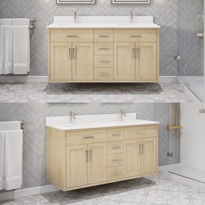 Kali II Single Sink Bathroom Vanity with Stealth Organizer, Solid Wood Bathroom Cabinet with Engineered Stone Countertop & Backspalsh, Soft Closing Door & Drawer, Pre-Assembled
