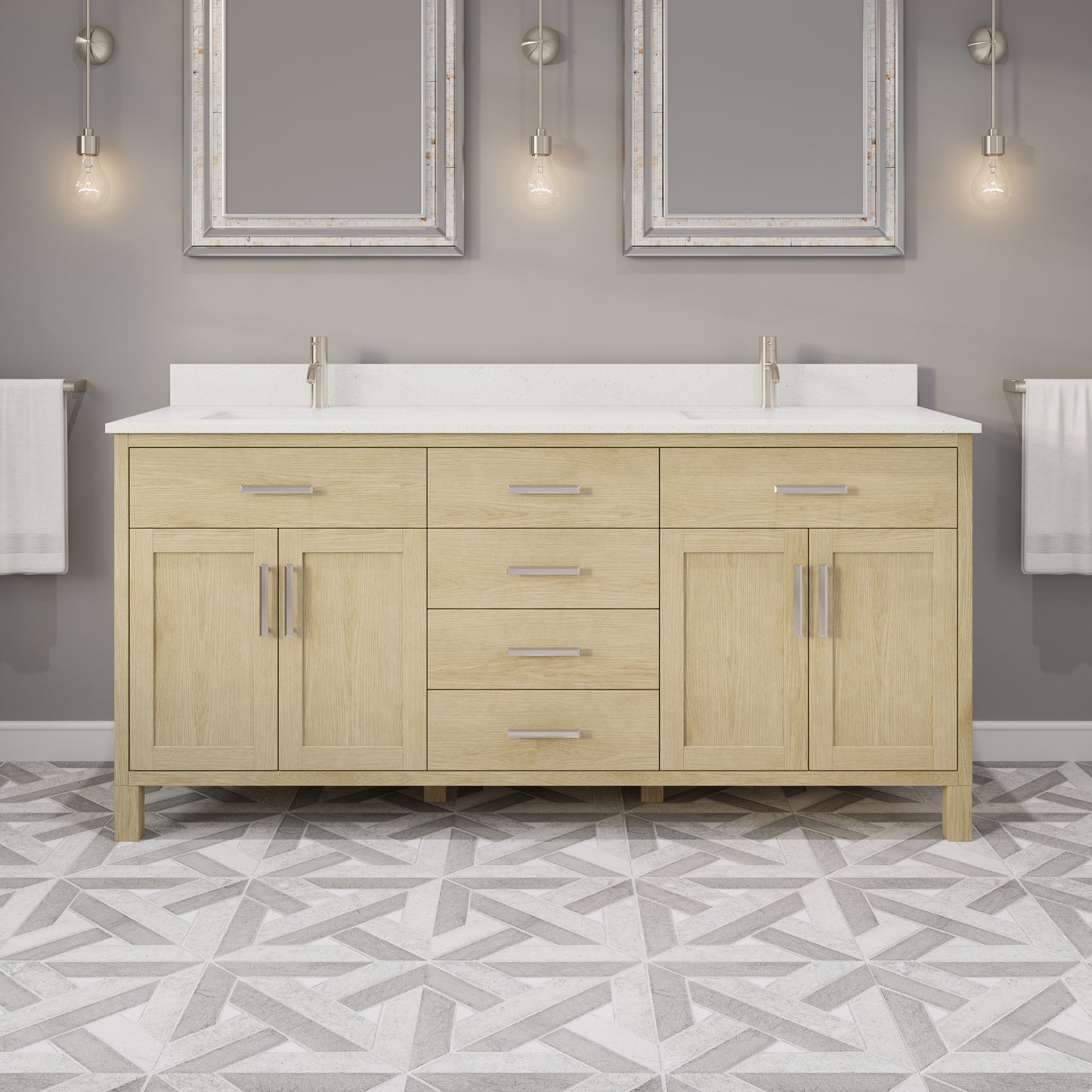 Kali II Single Sink Bathroom Vanity with Stealth Organizer, Solid Wood Bathroom Cabinet with Engineered Stone Countertop & Backspalsh, Soft Closing Door & Drawer, Pre-Assembled