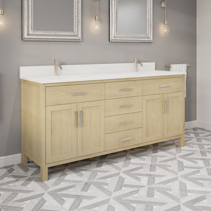 Kali II Single Sink Bathroom Vanity with Stealth Organizer, Solid Wood Bathroom Cabinet with Engineered Stone Countertop & Backspalsh, Soft Closing Door & Drawer, Pre-Assembled