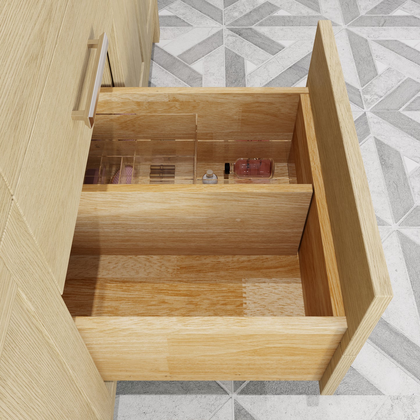 Kali II Single Sink Bathroom Vanity with Stealth Organizer, Solid Wood Bathroom Cabinet with Engineered Stone Countertop & Backspalsh, Soft Closing Door & Drawer, Pre-Assembled