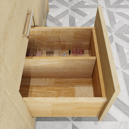 Kali II Single Sink Bathroom Vanity with Stealth Organizer, Solid Wood Bathroom Cabinet with Engineered Stone Countertop & Backspalsh, Soft Closing Door & Drawer, Pre-Assembled