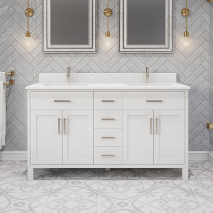 Kali II Single Sink Bathroom Vanity with Stealth Organizer, Solid Wood Bathroom Cabinet with Engineered Stone Countertop & Backspalsh, Soft Closing Door & Drawer, Pre-Assembled