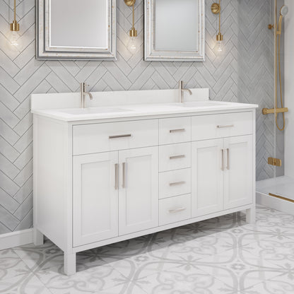 Kali II Single Sink Bathroom Vanity with Stealth Organizer, Solid Wood Bathroom Cabinet with Engineered Stone Countertop & Backspalsh, Soft Closing Door & Drawer, Pre-Assembled