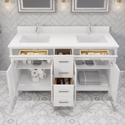 Kali II Single Sink Bathroom Vanity with Stealth Organizer, Solid Wood Bathroom Cabinet with Engineered Stone Countertop & Backspalsh, Soft Closing Door & Drawer, Pre-Assembled