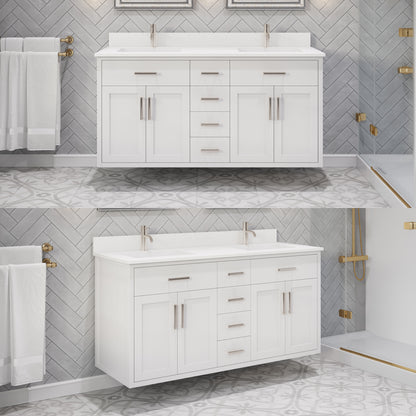 Kali II Single Sink Bathroom Vanity with Stealth Organizer, Solid Wood Bathroom Cabinet with Engineered Stone Countertop & Backspalsh, Soft Closing Door & Drawer, Pre-Assembled
