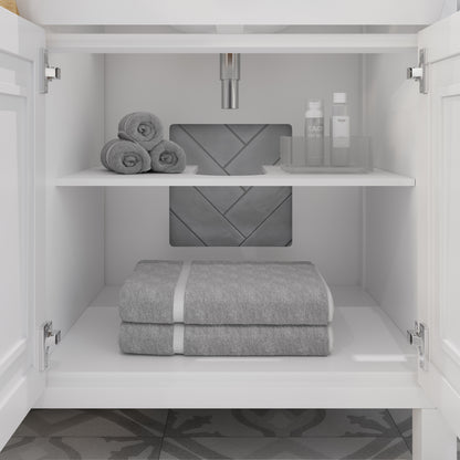 Kali II Single Sink Bathroom Vanity with Stealth Organizer, Solid Wood Bathroom Cabinet with Engineered Stone Countertop & Backspalsh, Soft Closing Door & Drawer, Pre-Assembled