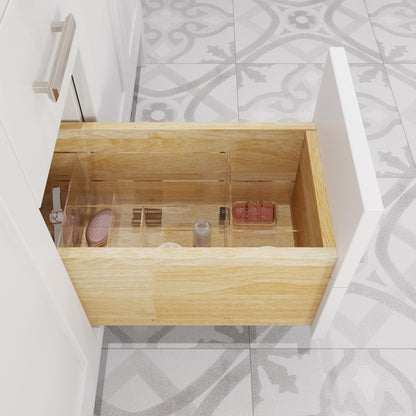 Kali II Single Sink Bathroom Vanity with Stealth Organizer, Solid Wood Bathroom Cabinet with Engineered Stone Countertop & Backspalsh, Soft Closing Door & Drawer, Pre-Assembled