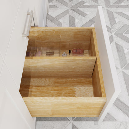 Kali II Single Sink Bathroom Vanity with Stealth Organizer, Solid Wood Bathroom Cabinet with Engineered Stone Countertop & Backspalsh, Soft Closing Door & Drawer, Pre-Assembled