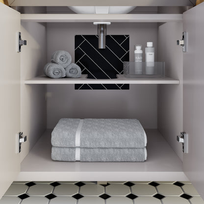 Terrence II Single Sink Bathroom Vanity With Stealth Organizer, Solid Wood Bathroom Cabinet with Engineered Stone Countertop & Backspalsh, Soft Closing Door & Drawer, Pre-Assembled