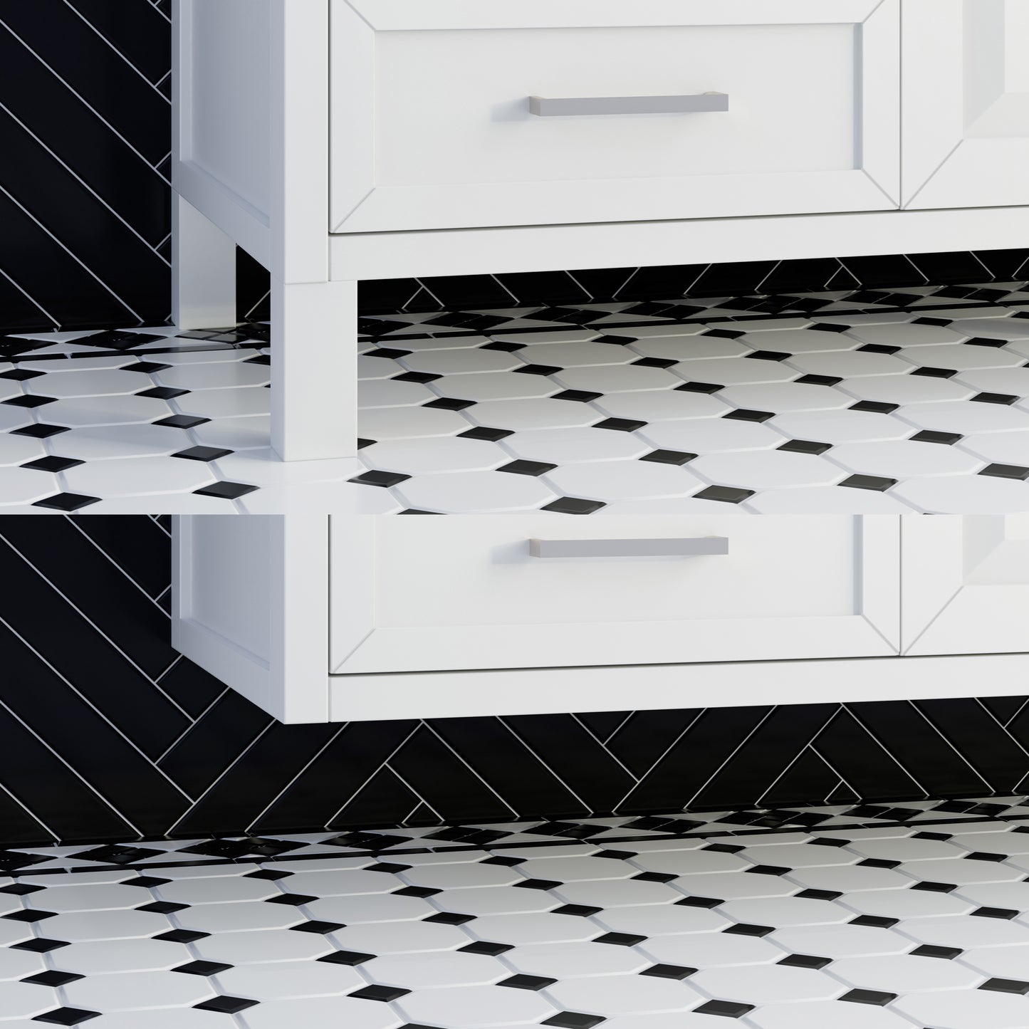Terrence II Single Sink Bathroom Vanity With Stealth Organizer, Solid Wood Bathroom Cabinet with Engineered Stone Countertop & Backspalsh, Soft Closing Door & Drawer, Pre-Assembled