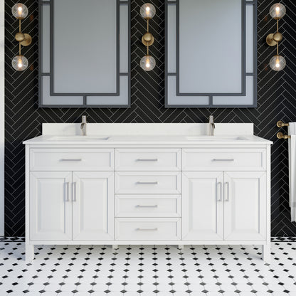 Terrence II Single Sink Bathroom Vanity With Stealth Organizer, Solid Wood Bathroom Cabinet with Engineered Stone Countertop & Backspalsh, Soft Closing Door & Drawer, Pre-Assembled
