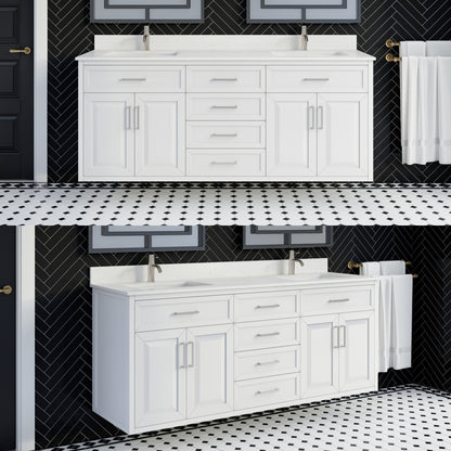Terrence II Single Sink Bathroom Vanity With Stealth Organizer, Solid Wood Bathroom Cabinet with Engineered Stone Countertop & Backspalsh, Soft Closing Door & Drawer, Pre-Assembled