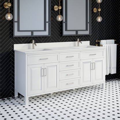 Terrence II Single Sink Bathroom Vanity With Stealth Organizer, Solid Wood Bathroom Cabinet with Engineered Stone Countertop & Backspalsh, Soft Closing Door & Drawer, Pre-Assembled