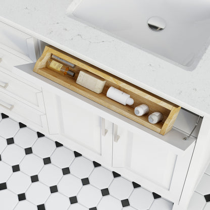 Terrence II Single Sink Bathroom Vanity With Stealth Organizer, Solid Wood Bathroom Cabinet with Engineered Stone Countertop & Backspalsh, Soft Closing Door & Drawer, Pre-Assembled
