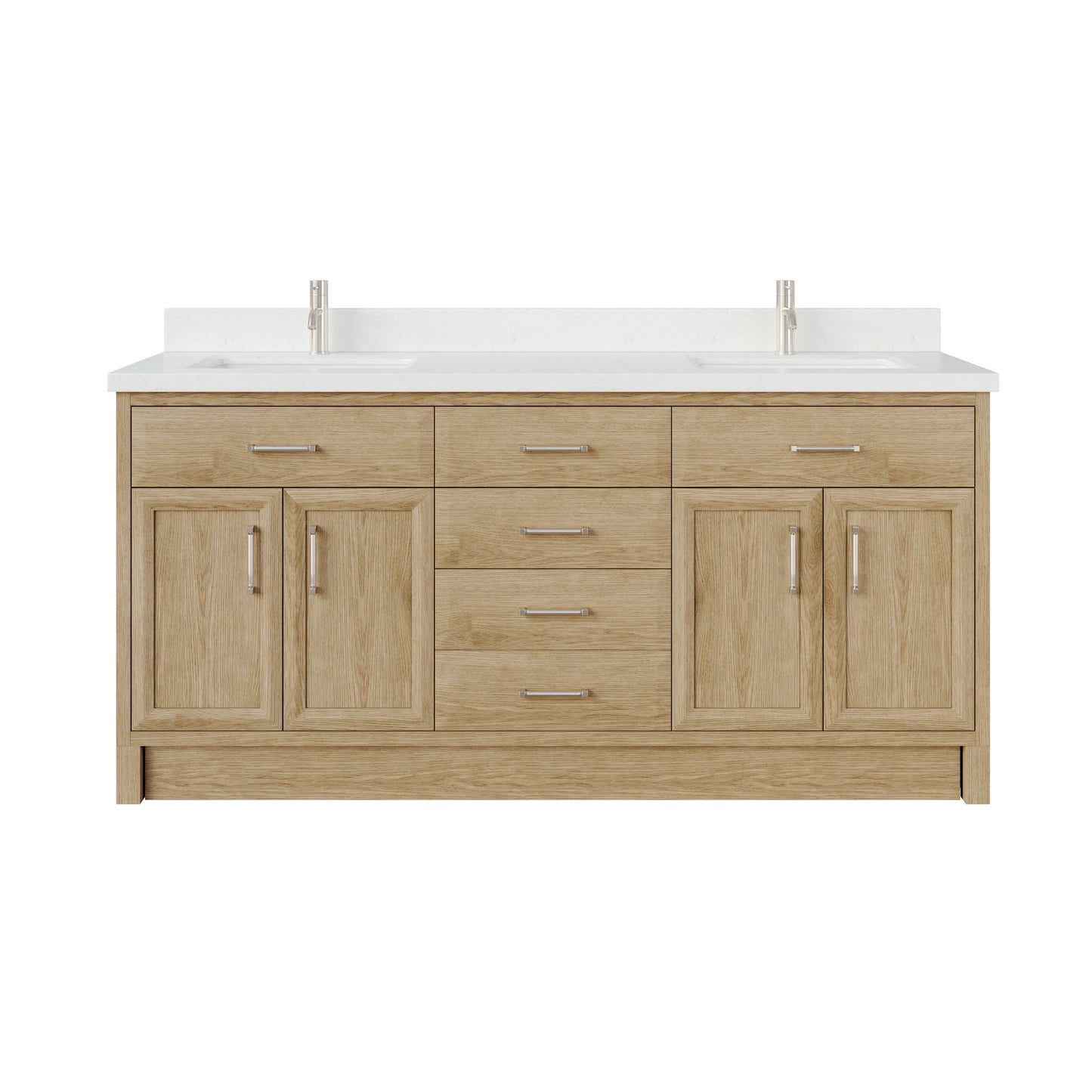 Meuble-lavabo simple Capri III avec organiseur Stealth, armoire de salle de bain en bois massif avec comptoir et dosseret en pierre reconstituée, porte et tiroir à fermeture amortie, pré-assemblé