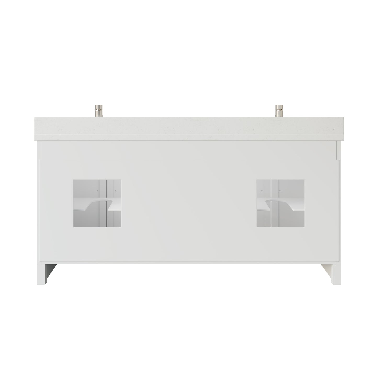 Meuble-lavabo simple Capri III avec organiseur Stealth, armoire de salle de bain en bois massif avec comptoir et dosseret en pierre reconstituée, porte et tiroir à fermeture amortie, pré-assemblé