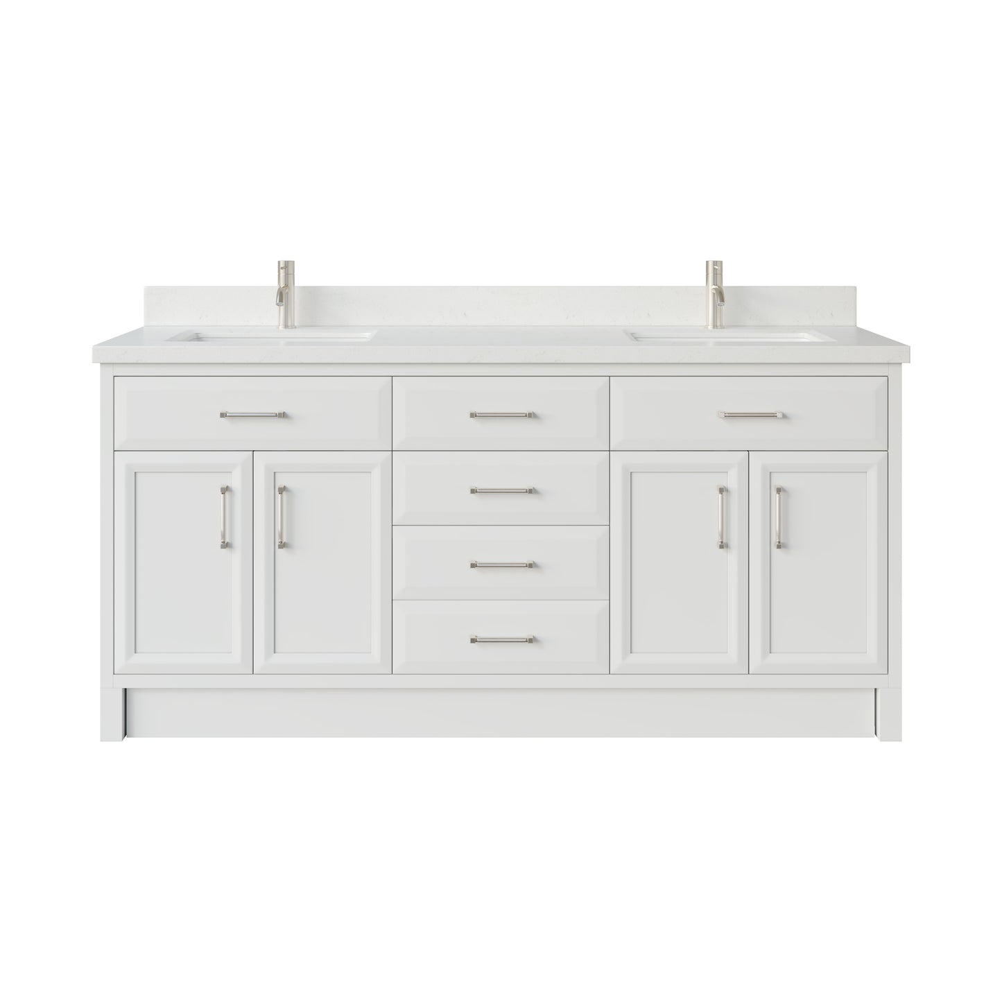 Meuble-lavabo simple Capri III avec organiseur Stealth, armoire de salle de bain en bois massif avec comptoir et dosseret en pierre reconstituée, porte et tiroir à fermeture amortie, pré-assemblé