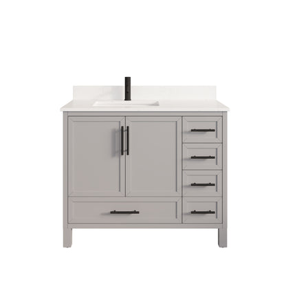 Houston II Bathroom Vanity with Stealth Organizer, Solid Wood Bathroom Cabinet with Engineered Stone Countertop & Backsplash, Soft Closing Door & Drawer, Pre-Assembled