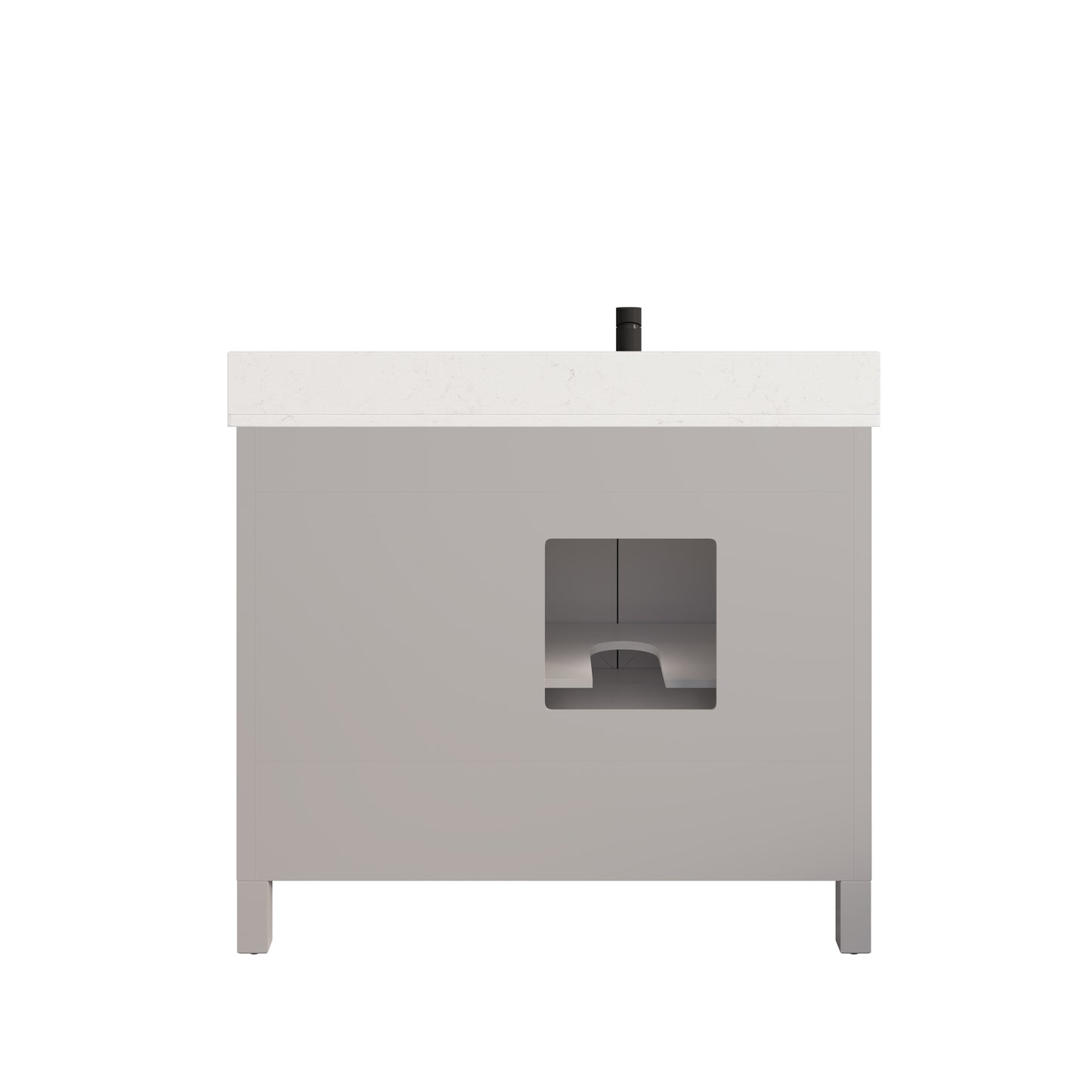 Houston II Bathroom Vanity with Stealth Organizer, Solid Wood Bathroom Cabinet with Engineered Stone Countertop & Backsplash, Soft Closing Door & Drawer, Pre-Assembled
