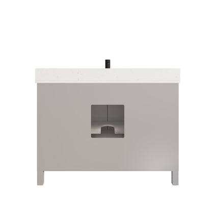 Houston II Bathroom Vanity with Stealth Organizer, Solid Wood Bathroom Cabinet with Engineered Stone Countertop & Backsplash, Soft Closing Door & Drawer, Pre-Assembled