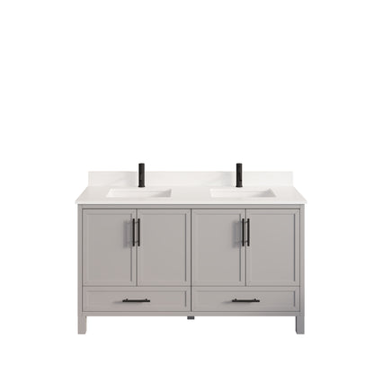 Houston II Bathroom Vanity with Stealth Organizer, Solid Wood Bathroom Cabinet with Engineered Stone Countertop & Backsplash, Soft Closing Door & Drawer, Pre-Assembled
