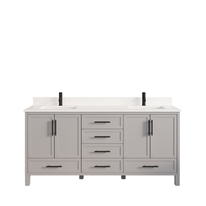 Houston II Bathroom Vanity with Stealth Organizer, Solid Wood Bathroom Cabinet with Engineered Stone Countertop & Backsplash, Soft Closing Door & Drawer, Pre-Assembled