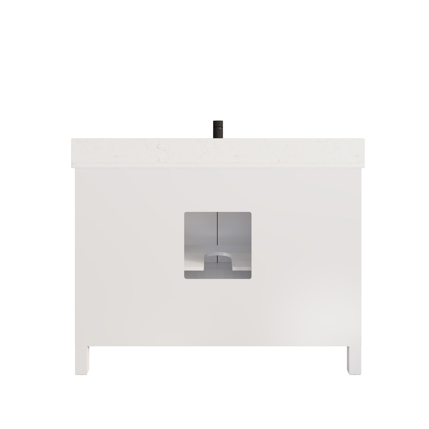 Houston II Bathroom Vanity with Stealth Organizer, Solid Wood Bathroom Cabinet with Engineered Stone Countertop & Backsplash, Soft Closing Door & Drawer, Pre-Assembled