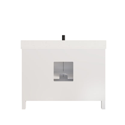 Houston II Bathroom Vanity with Stealth Organizer, Solid Wood Bathroom Cabinet with Engineered Stone Countertop & Backsplash, Soft Closing Door & Drawer, Pre-Assembled