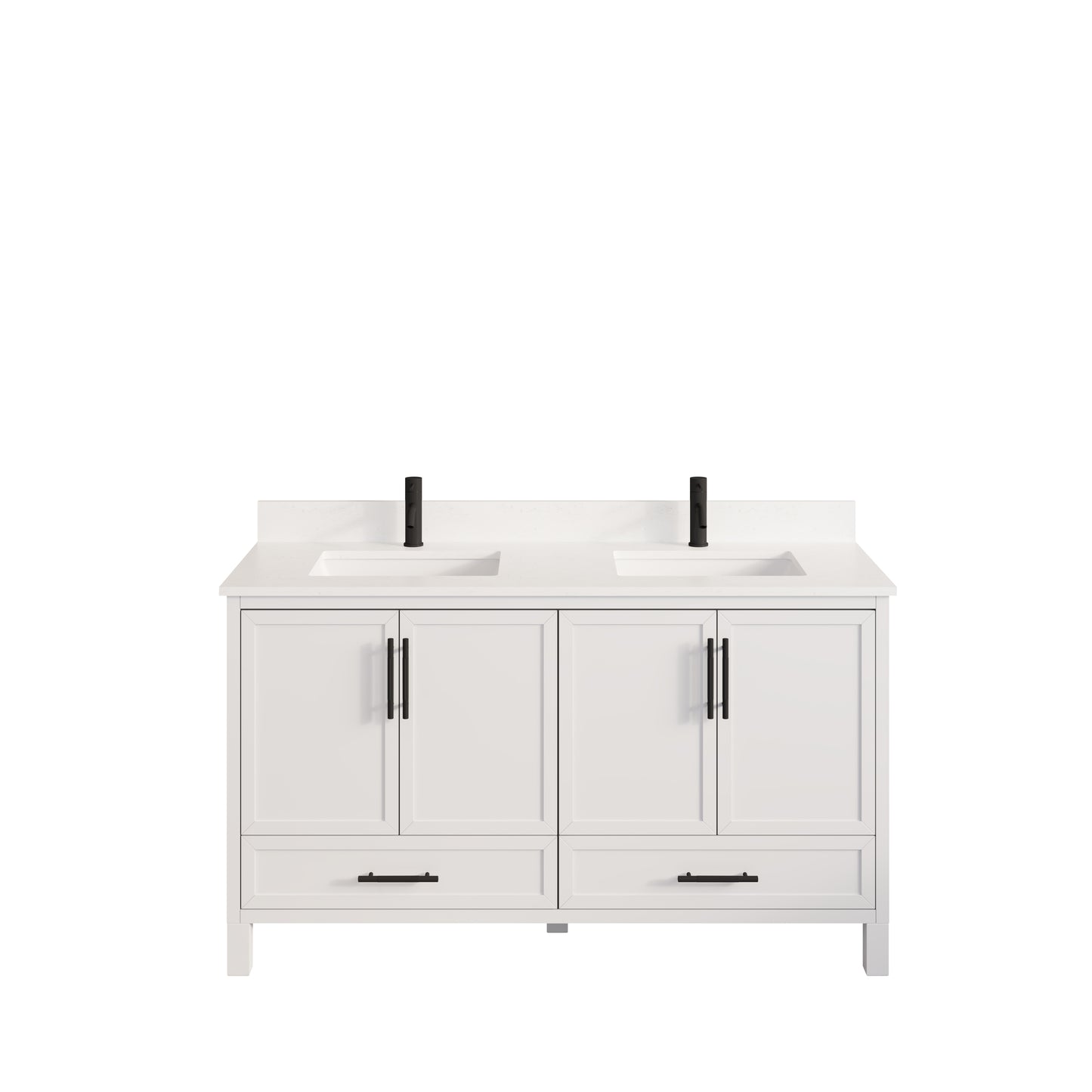 Houston II Bathroom Vanity with Stealth Organizer, Solid Wood Bathroom Cabinet with Engineered Stone Countertop & Backsplash, Soft Closing Door & Drawer, Pre-Assembled