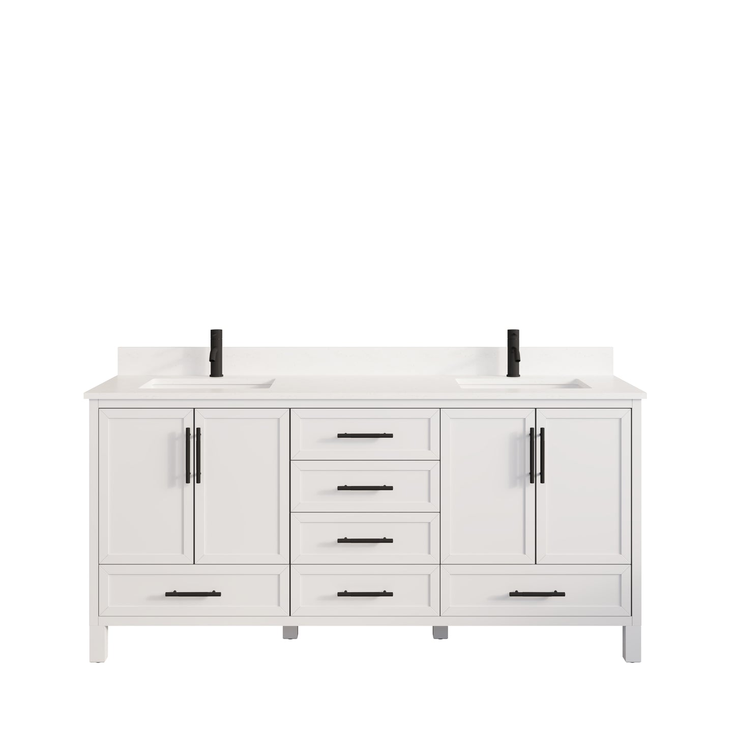 Houston II Bathroom Vanity with Stealth Organizer, Solid Wood Bathroom Cabinet with Engineered Stone Countertop & Backsplash, Soft Closing Door & Drawer, Pre-Assembled