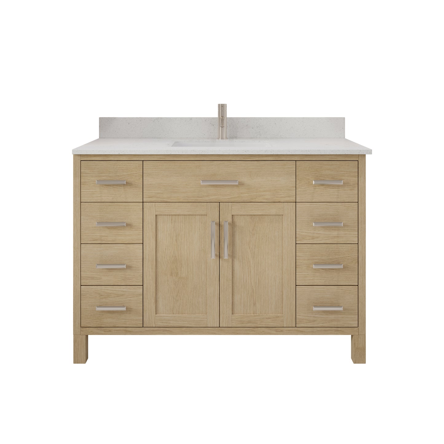 Kali II Single Sink Bathroom Vanity with Stealth Organizer, Solid Wood Bathroom Cabinet with Engineered Stone Countertop & Backspalsh, Soft Closing Door & Drawer, Pre-Assembled