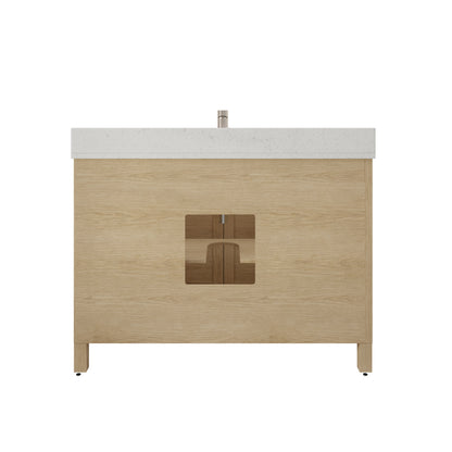 Kali II Single Sink Bathroom Vanity with Stealth Organizer, Solid Wood Bathroom Cabinet with Engineered Stone Countertop & Backspalsh, Soft Closing Door & Drawer, Pre-Assembled
