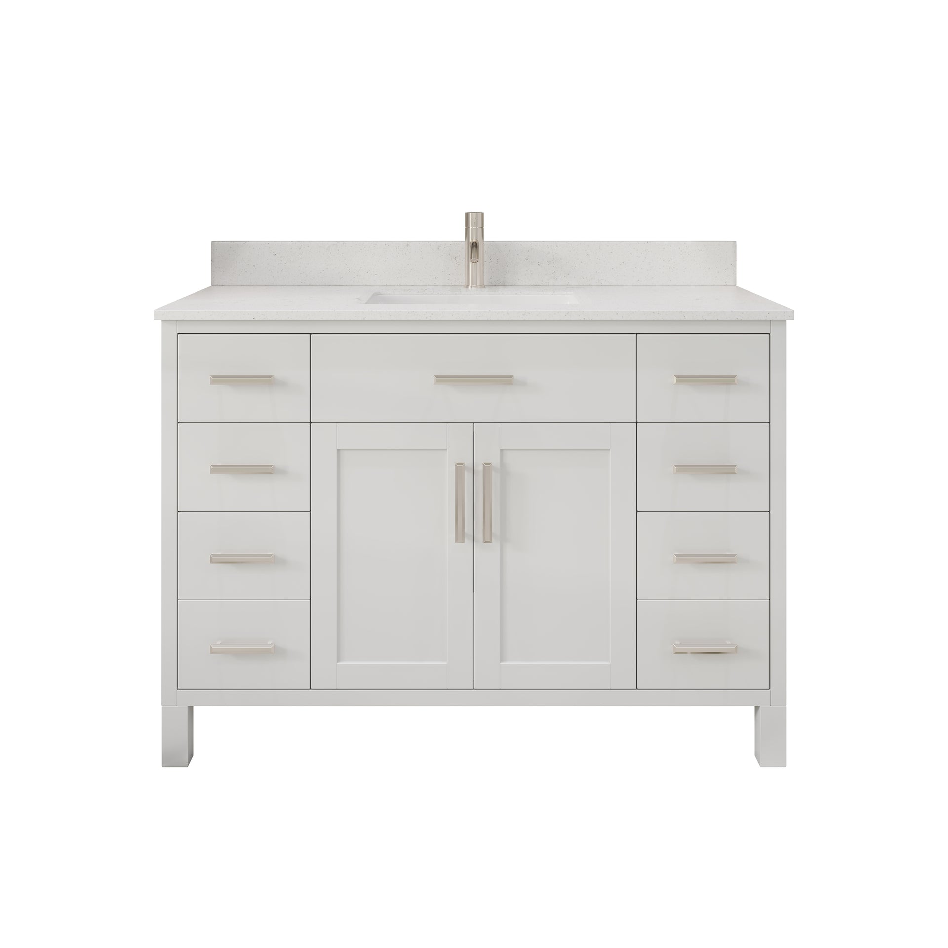 Kali II Single Sink Bathroom Vanity with Stealth Organizer, Solid Wood Bathroom Cabinet with Engineered Stone Countertop & Backspalsh, Soft Closing Door & Drawer, Pre-Assembled