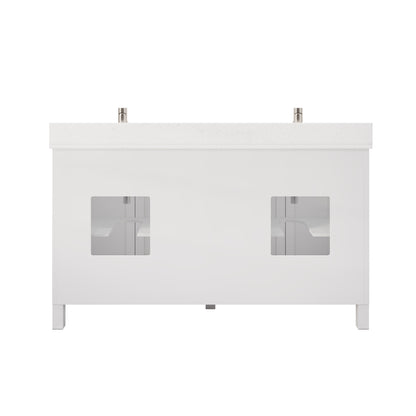 Kali II Single Sink Bathroom Vanity with Stealth Organizer, Solid Wood Bathroom Cabinet with Engineered Stone Countertop & Backspalsh, Soft Closing Door & Drawer, Pre-Assembled